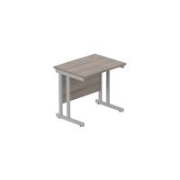 Office Rectangular Desk with Steel Double Upright Cantilever Frame (FSC) 800X600 Alaskan Grey Oak/Silver