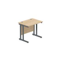 Office Rectangular Desk with Steel Double Upright Cantilever Frame  800X600 Canadian Oak/Graphite