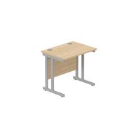 Office Rectangular Desk with Steel Double Upright Cantilever Frame (FSC) 800X600 Canadian Oak/Silver
