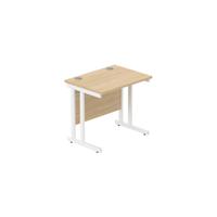Office Rectangular Desk with Steel Double Upright Cantilever Frame (FSC) 800X600 Canadian Oak/White
