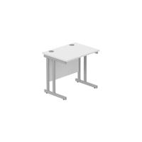 Office Rectangular Desk with Steel Double Upright Cantilever Frame (FSC) 800X600 Arctic White/Silver