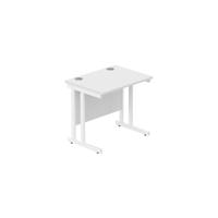 Office Rectangular Desk with Steel Double Upright Cantilever Frame (FSC) 800X600 Arctic White/White