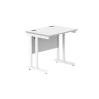 Office Rectangular Desk With Steel Double Upright Cantilever Frame 800X600 Arctic White/White