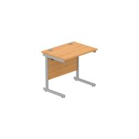 Office Rectangular Desk with Steel Single Upright Cantilever Frame  800X600 Norwegian Beech/Silver