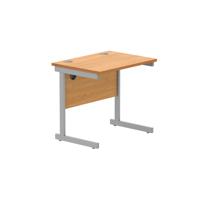 Office Rectangular Desk With Steel Single Upright Cantilever Frame 800X600 Norwegian Beech/Silver