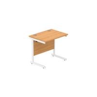 Office Rectangular Desk with Steel Single Upright Cantilever Frame  800X600 Norwegian Beech/White