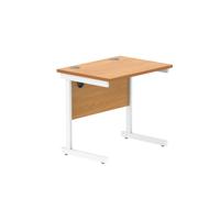 Office Rectangular Desk With Steel Single Upright Cantilever Frame 800X600 Norwegian Beech/White