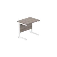 Office Rectangular Desk with Steel Single Upright Cantilever Frame  800X600 Alaskan Grey Oak/White