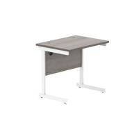 Office Rectangular Desk With Steel Single Upright Cantilever Frame 800X600 Alaskan Grey Oak/White