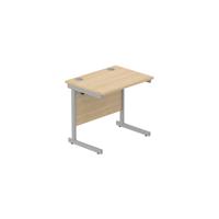 Office Rectangular Desk with Steel Single Upright Cantilever Frame  800X600 Canadian Oak/Silver