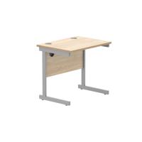 Office Rectangular Desk With Steel Single Upright Cantilever Frame 800X600 Canadian Oak/Silver
