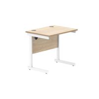 Office Rectangular Desk With Steel Single Upright Cantilever Frame 800X600 Canadian Oak/White