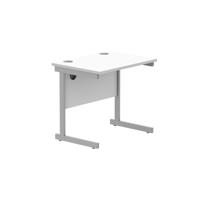 Office Rectangular Desk With Steel Single Upright Cantilever Frame 800X600 Arctic White/Silver