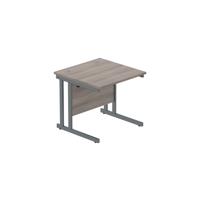 Office Rectangular Desk with Steel Double Upright Cantilever Frame  800X800 Alaskan Grey Oak/Graphite