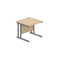 Office Rectangular Desk with Steel Double Upright Cantilever Frame  800X800 Canadian Oak/Graphite