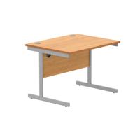 Office Rectangular Desk With Steel Single Upright Cantilever Frame 800X800 Norwegian Beech/Silver