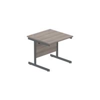 Office Rectangular Desk with Steel Single Upright Cantilever Frame  800X800 Alaskan Grey Oak/Graphite