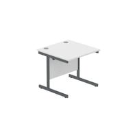 Office Rectangular Desk with Steel Single Upright Cantilever Frame  800X800 Arctic White/Graphite
