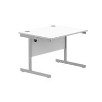 Office Rectangular Desk With Steel Single Upright Cantilever Frame 800X800 Arctic White/Silver