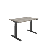 Office Rectangular Dual Motor Sit Stand Desk  1200X800 Grey Oak/Black