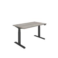 Office Rectangular Dual Motor Sit Stand Desk (FSC) 1400X800 Grey Oak/Black