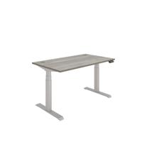 Office Rectangular Dual Motor Sit Stand Desk (FSC) 1400X800 Grey Oak/Silver