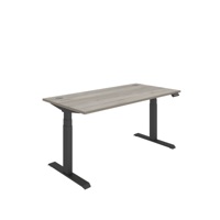 Office Rectangular Dual Motor Sit Stand Desk  1600X800 Grey Oak/Black