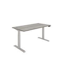 Office Rectangular Dual Motor Sit Stand Desk (FSC) 1600X800 Grey Oak/Silver