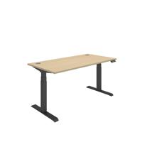 Office Rectangular Dual Motor Sit Stand Desk (FSC) 1600X800 Oak/Black
