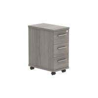 Narrow Under Desk Mobile Storage Unit  3 Drawer Alaskan Grey Oak