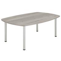 Core Pole Leg Barrel Shaped Meeting Table  1800X1000  Alaskan Grey Oak