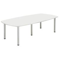 Core Pole Leg Barrel Shaped Meeting Table  2400X1000  Arctic White