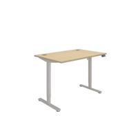 Office Rectangular Single Motor Sit Stand Desk   1200X800 Oak/Silver
