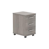 Tall Under Desk Mobile Storage Unit  3 Drawer Alaskan Grey Oak