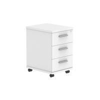 Tall Under Desk Mobile Storage Unit  3 Drawer Arctic White
