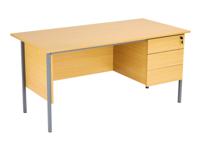 Eco 18 Rectangular Desk with 3 Drawer Pedestal 1500 X 750 Oak/Black