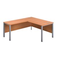Goal Post Left Hand Return Desk  1600X800 Beech/Silver