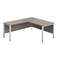 Goal Post Left Hand Return Desk  1600X800 Grey Oak/White