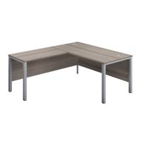 Goal Post Left Hand Return Desk  1800X800 Grey Oak/Silver