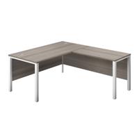 Goal Post Right Hand Return Desk  1800X800 Grey Oak/White