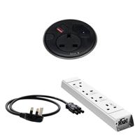 Malmo In Desk Grommet Power Bundle Black