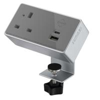 Desktop Power Module 1 Outlet 100W USB-C, 27W USB-A Silver/Grey