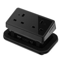 Rectangular In-Desk Power Module 1 Outlet 30W USB-C and 27W USB-A Black/Black