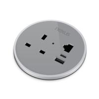 Circular In-Desk Power Module: 1 Outlet: 30W USB-C, 27W USB-A White Housing/White Bezel/White Veneer