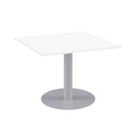 One Contract Square Meeting Table 1000 x 1000 White/Silver