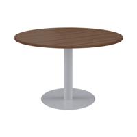 One Contract Circular Meeting Table 1200 Diameter Dark Walnut/Silver