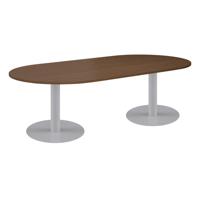 One Contract Radial End Meeting Table 2400 X 1000 Dark Walnut/Silver