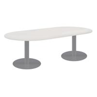 One Contract Radial End Meeting Table 2400 X 1000 White/Silver