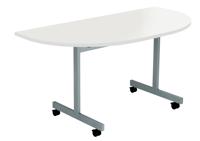 One Eighty D-End Tilting Table (FSC) 1400 X 700 White/Silver