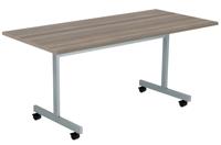 One Eighty Rectangular Tilting Table (FSC) 1600 X 700 Grey Oak/Silver